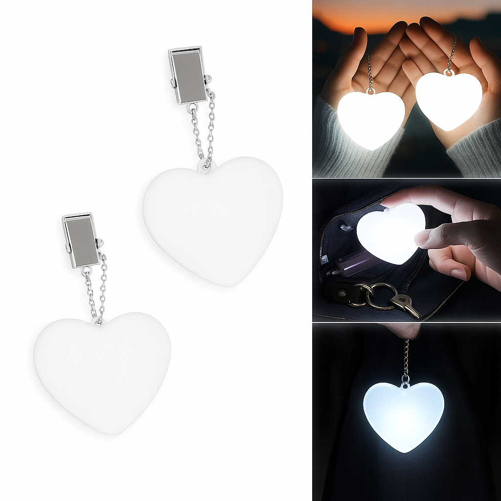 Gloeiend hart LED handtasbedel & nachtlampje
