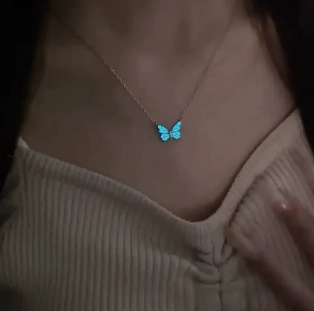 Glow-in-the-dark vlinder sieradenset