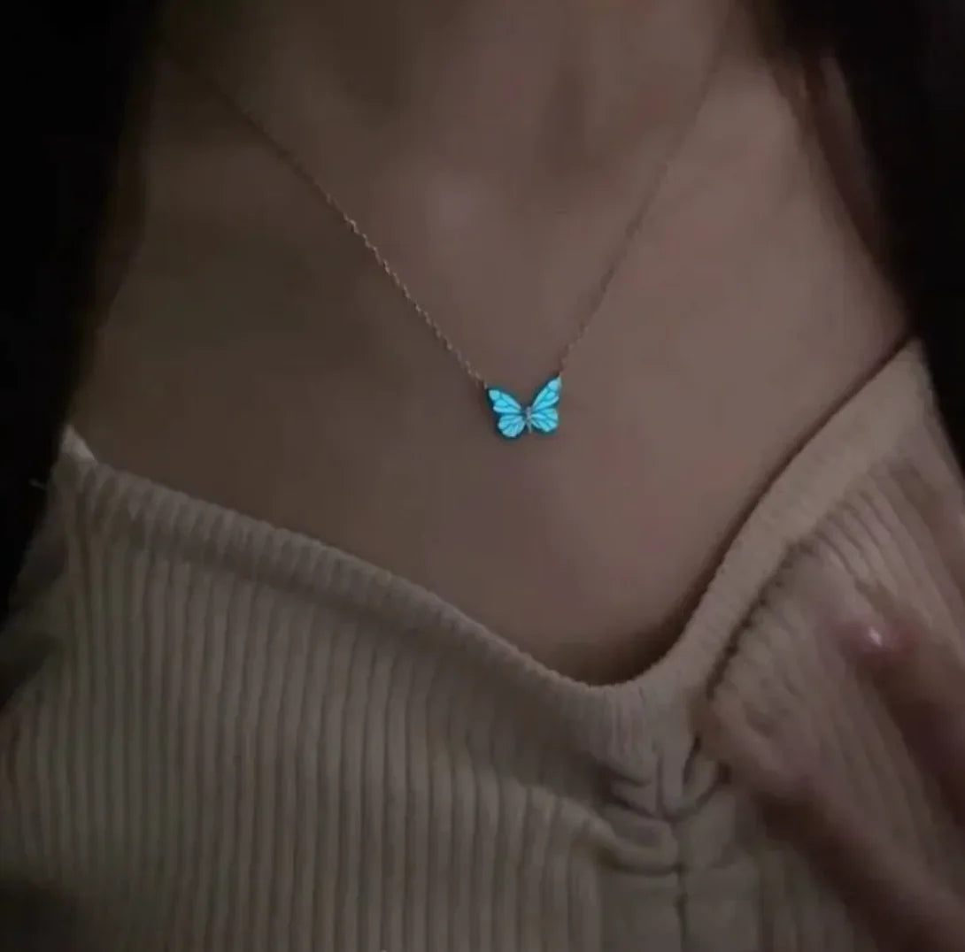 Glow-in-the-dark vlinder sieradenset