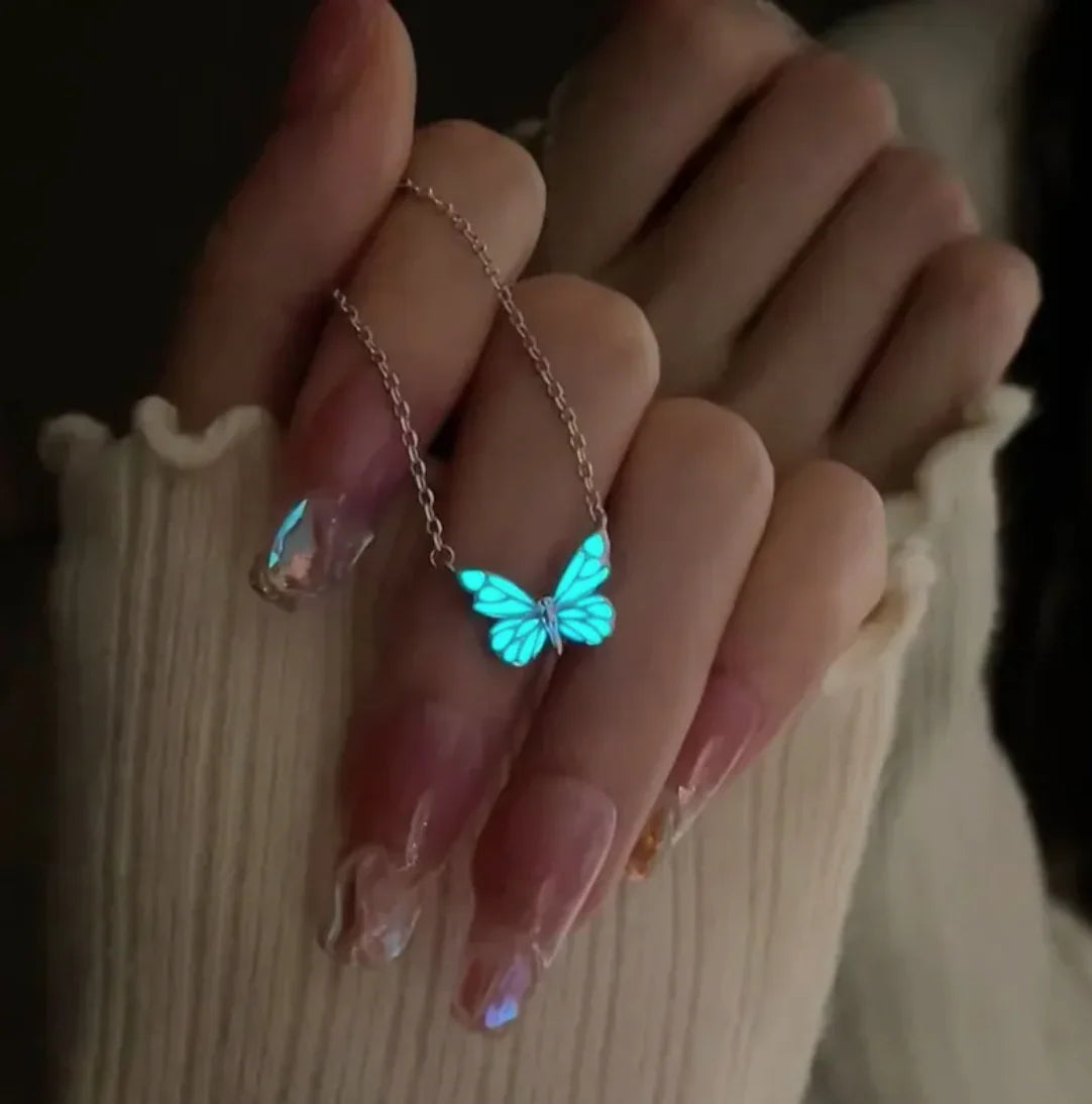 Glow-in-the-dark vlinder sieradenset